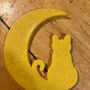 Handmade resin moon with cat